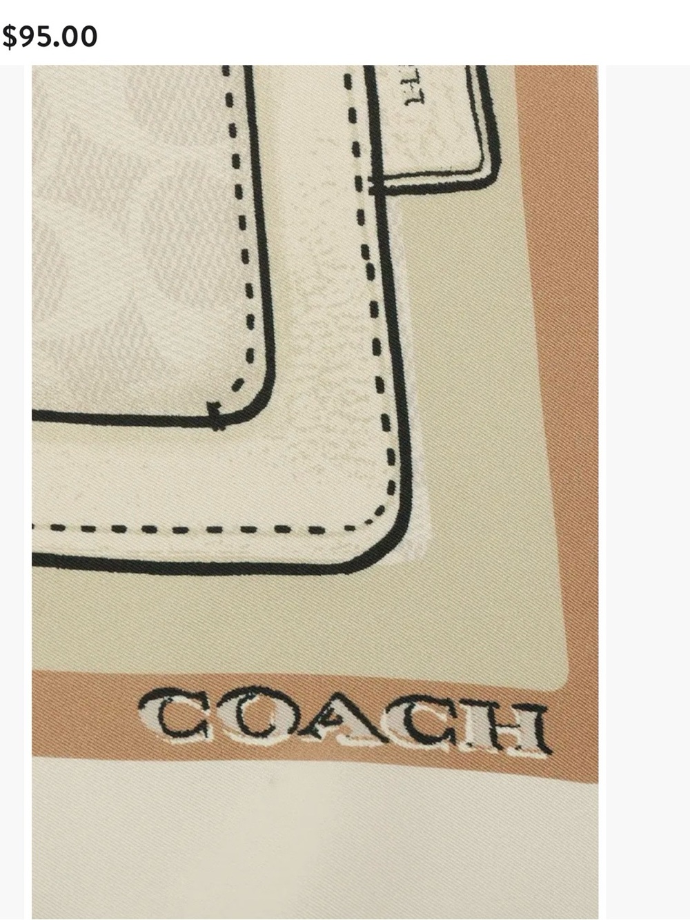 COACH Multi-Color Quilted Bag Print Scarf - Red, Pink, Tan, Brown, Cream - Picture 3 of 8